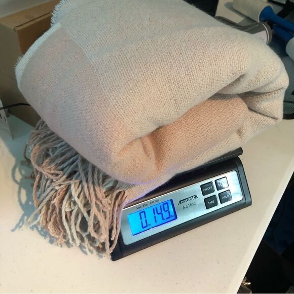 Soia & Kyo Mirel Woven Scarfigan Pink Beige Colorblock Fringe One Size Cozy Warm - Picture 11 of 13